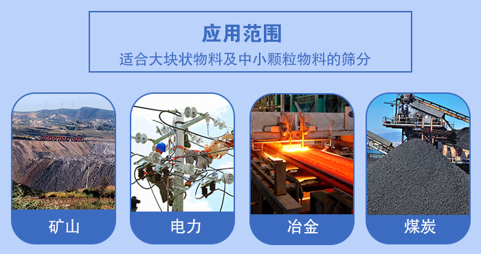 礦業(yè)振動篩應用行業(yè)：適合大塊狀物料及中小顆粒物料的篩分：礦山，電力，冶金，煤炭等。